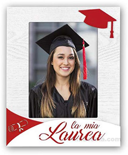 Cornice fotografica per festa di Laurea 13x18 portafoto modello Ateneo bianco e rosso