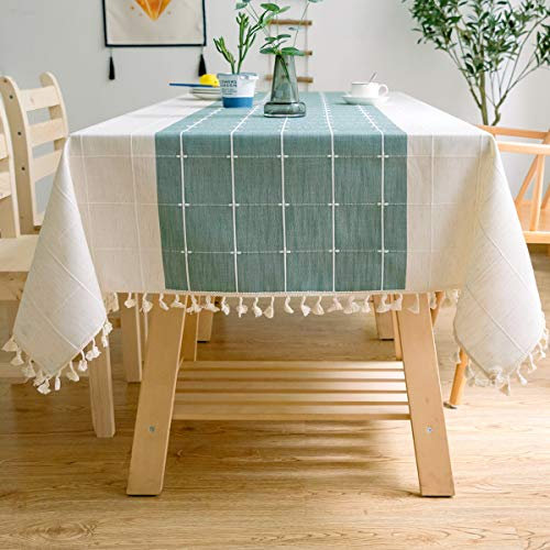 JaeMoose tischdecke abwaschbar Outdoor tischdecke abwaschbar Outdoor Quaste Tischdecke Rechteckige Tischdecke Baumwolle Leinen Tischdecke Geeignet für Home Küche Dekoration