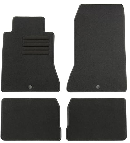 AD Tuning Fußmatten für Mercedes E-Klasse W124 / S124 (01/1985-05/1996) | 4-teilig, 100 % passgenau, Textil, Schwarz, Randkettelung, universelle Halterungen