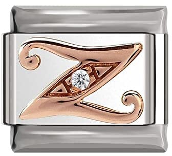 Italian Charms Rose Gold Letter A-Z Charm Link fits all 9mm Italian Charm Bracelet - UK stock (Letter Z)