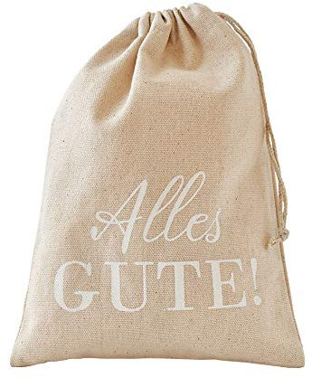 | 3 Geschenkbeutel in Leinen-Optik - Alles Gute - 20x12 cm, Baumwollbeutel, Stoffbeutel, natürliche Geschenkverpackung, Geburtstag, Muttertag, Hochzeit, Feste, Danke sagen