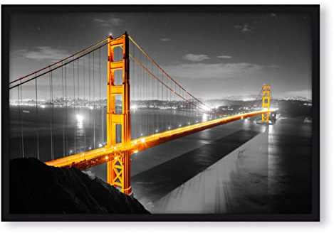 Pixxprint riesige Golden Gate Bridge, Poster im Bilderrahmen, Format: 100x70cm, Kunstdruck gerahmt