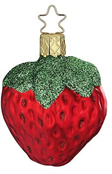 Christbaumschmuck Glas Erdbeere 6,5cm Obst mundgeblasen handbemalt Weihnachtskugeln rot