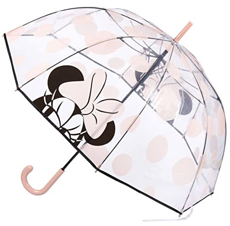 CERDÁ LIFE'S LITTLE MOMENTS Parapluie Transparent Femme de Minnie Mouse-Ouverture Manuelle Résistant au Vent-Licence Officielle Disney, Rose, Taille Unique