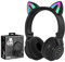 MENON SNT-26 Wireless Bluetooth 5.0 Cat Ear Headphones, Black, Over Ear, LED Light, Foldable, Kids Headphones