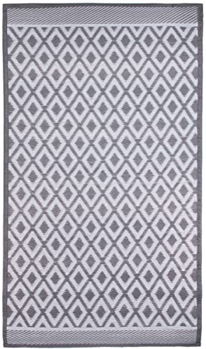 Brandsseller Outdoor Teppich 90x150 cm – Wetterfest & Schimmelresistent – In- & Outdoor Teppich für Garten, Balkon, Terrasse, Camping - Pflegeleicht & Robust Weiß/Hellgrau Motiv 2