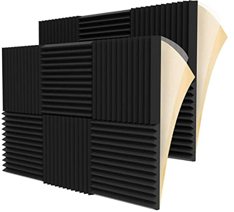 Ntcpefy 12 Stück Akustikschaum-Platten, selbstklebend, Akustikschaum-Platte, Schalldämmung, reduziert Lärm, für Studio, Zuhause, Büro