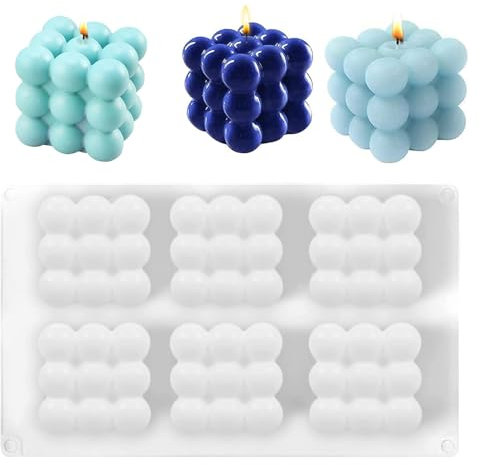 Kerzenform Silikon, 6 Löcher Kerzen Formen Silikon Kerzenform Silikon DIY Kerzen Set Mold, Silikonformen Gießformen Kerzen,Weihnachten Kerzenwachs Zum Gießen Seifen Machen Kerzenformen Zum Gießen Set