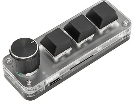 ASHATA Benutzerdefinierte Gaming-Tastatur, Mechanische Tastatur mit 4 Tasten, Roter Schalter, Shortcuts, Plug-and-Play RGB Hintergrundbeleuchtung, 3 Tasten für Gamer
