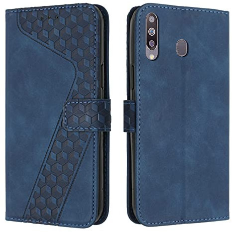 OKZone Kompatibel mit Samsung Galaxy A20S Hülle, Handyhülle Samsung A20S, PU Leder Tasche Wallet Schutzhülle Galaxy A20S, Flip Cover Klappbar Brieftasche Etui mit Magnet TPU Lederhülle (Blau)