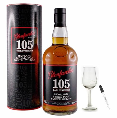 Glenfarclas 105 scotch Single Malt Whisky 0,7L & 1 Bugatti Glas & 1 Glaspipette zum feinen Dosieren Genießer Set Männergeschenke Whiskey Geschenk idee