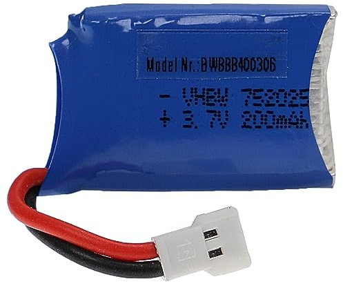 vhbw Akku kompatibel mit XH 2.54 2P Stecker für Modellbau z.B. Racing Car | Helikopter, Flugzeug (200mAh, 3,7V, Li-Polymer, 28 x 19 x 8 mm)