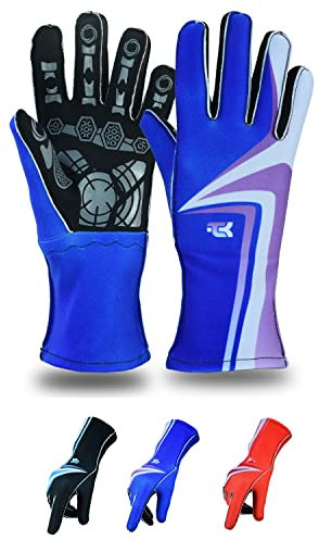 TK Karthandschuhe Go-Kart Racing Handschuhe Rallye Handschuhe Bedrucktes Design (Blau, XXL)