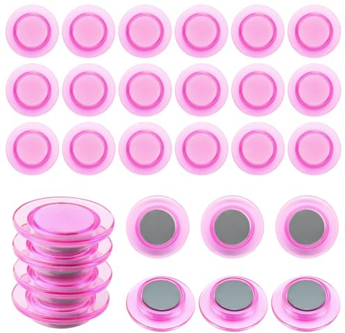 ZDZBLX Magnete für Magnettafel - 28 Stück Mini Magnete Stark, Bunt Kühlschrankmagnete, Rund Transparent Whiteboard Magnet, Kleine Mini Magneten für Tafel Magnetwand Pinnwand Kühlschrank Schule (Rosa)