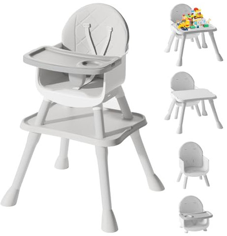 UNISWAN 6 in 1 Baby-Hochstuhl, Cabrio-Hochstuhl für Babys und Kleinkinder (grau)