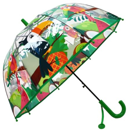 Chesoon Parapluie de pluie pour enfants Dôme à bulles transparent pour garçons Filles avec poignée facile à saisir Parapluie coupe-vent à 8 côtes