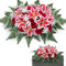 SIFOEL Fleur Artificielle pour Pierre tombale, Fleurs de cimetière, Bouquets de lys Roses artificiels pour décoration extérieure de Pierre tombale. (Lys Rouge, Selle de Fleurs)