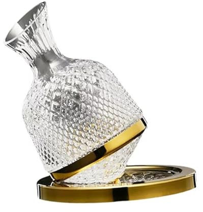 Generic Decanter per vino rosso, girevole a 360° oro, 1,5 l, con base, vetro senza piombo, decanter rapido per gli amanti del vino (oro)