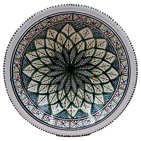 La Maison Unique Piatto Ceramica Terracotta Diam.33,5cm Etnico Tunisino Handmade Decor 0411201221