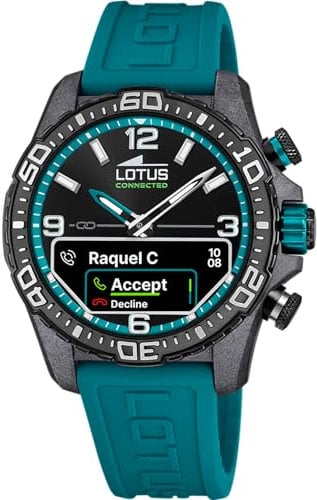 LOTUS Montre pour Homme 20000/5 Connected D Boîtier en Fibre de Carbone Noir Bracelet en Caoutchouc Bleu