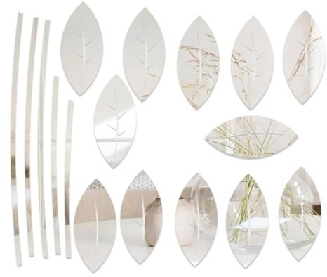EORPAVU Miroirs muraux,Feuille acrylique miroir autocollant mural chambre salon TV fond décoration murale bricolage auto-adhésif(17 pièces)