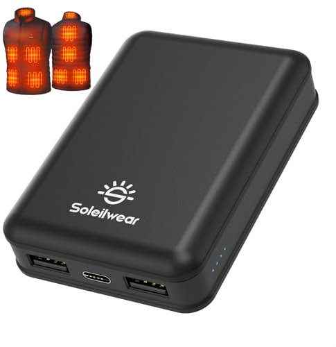 Soleilwear 5V Heated Vest Battery Pack, 10000mAh Power Bank