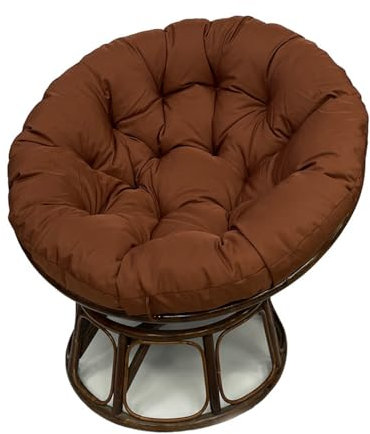 Hiseng Papasansessel Kissen Sitzauflage, Rundes Papasan Stuhlkissen, Wasserdicht Dicke Stuhlkissen Bequem & Weich Sitzkissen Hängesessel für Indoor Outdoor Garten Stuhlauflage (Braun,110cm)