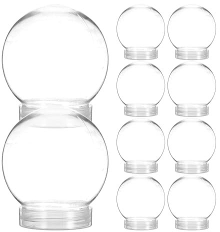 AOKWAWALIY 10 Stück Schneekugel Zum Selbermachen Kunststoff-Schneekugel-Set Klare Klares Befüllbares Glas Mit Abschraubbarem Deckel DIY-Basteln Landschaftskugel