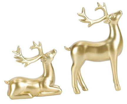 Yardenfun 2stücke Stylische Weihnachtsdeko Goldene Resin Rentier Figuren Für Zuhause Büro Und Feste Kreative Tischornamente Für Moderne Wohnräume Und Festliche Anlässe