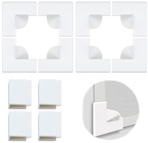 Magnetic Window Screen Corners Accessories Kit, 8 Reinforced Corners Handles 4 Windproof Heavy Duty Clips for Seamless Repairs and Effective Mosquito Protection (Two Sets, White)