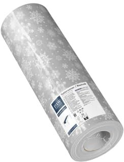 PAW - Tischläufer aus Airlaid (40 cm x 24 m) I Tischdeko für den Weihnachtstisch, Weihnachtsfeiern I Tischdeko Elegant Tischband - Schneeflocken Silber I Snowflakes Silver