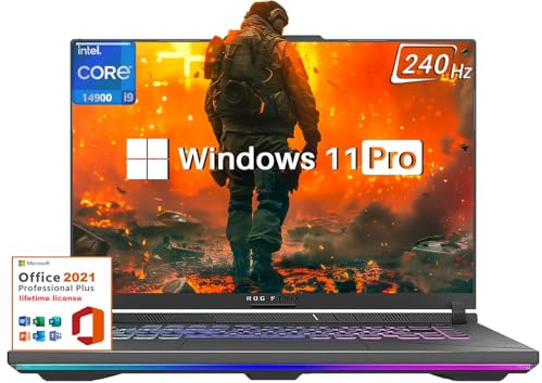 ASUS ROG Strix G16 Gaming Laptop 2024, 16 240Hz QHD+, Intel 14th Gen Core i9-14900HX (Up to 5.8GHz), GeForce RTX 4060, 32GB DDR5, 1TB SSD, Backlit KB, Wi-Fi 6E, Win11 Pro & MS Office Lifetime License