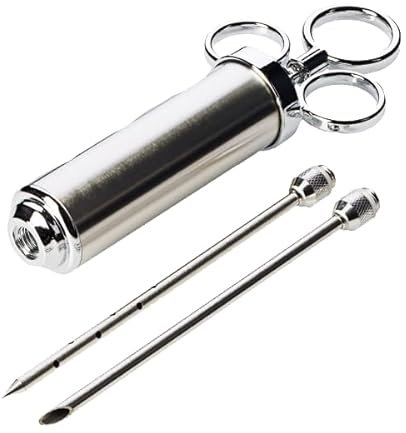 TEXAS CLUB - Siringa per Marinatura per Carne e Arrosti, Ideale in Cucina e per Barbecue, Iniettore BBQ in Acciaio Inox con 2 Aghi a Vite, Utensile per BBQ Amato dai Professionisti