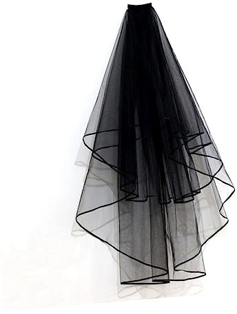 WRITWAA Junggesellenabschied Hochzeitsschleier Schwarz Mit Kammbandrand Für Hochzeit