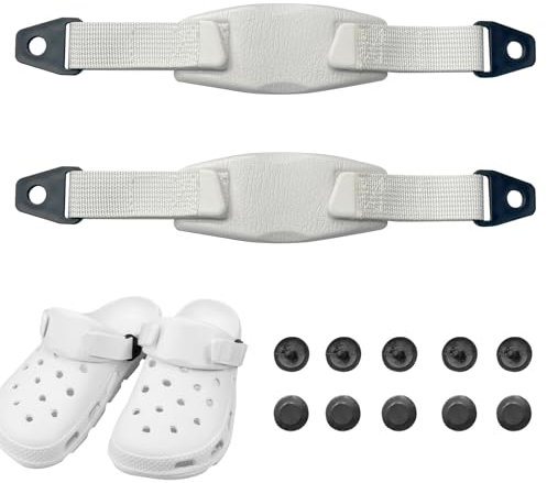 BSITSSS Sangle de Talon de Rechange avec Rivets pour Homme et Femme, Amovible Sangle de Talon pour Crocs (blanc)