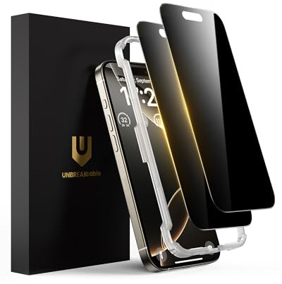 UNBREAKcable Panzer Sichtschutz Glas Kompatibel für iPhone 16 Pro Max (6,9 Zoll) Blickschutzfolie Privacy Screen mit Anti Spy, Kratzfest, Anti-Fingerprint und blasenfrei - 2 Stück