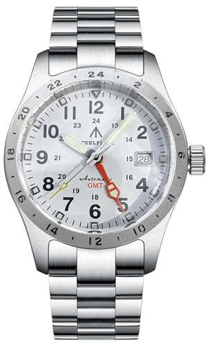 Burnside Steeldive Steelflier SF792, GMT, Weiß, NH34, Saphir, Lume, 200 m Taucher, Tauchen, weiß, Armband
