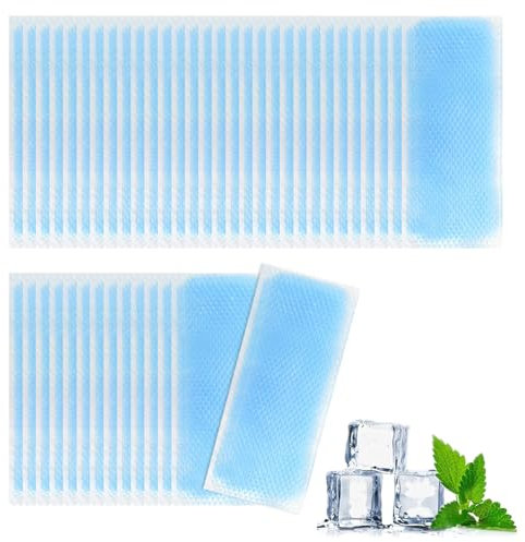 50 Pezzi Ghiaccio Gel, Cerotti Refrigeranti, Patch di Raffreddamento, Cefalea Rinfrescante Cerotto Freddo per Febbre, Ghiaccio Gel, per la Alleviare la Stanchezza, Rinfrescare il Caldo Estivo