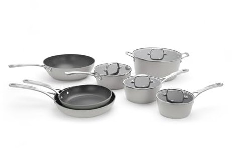 Laura Ashley 7 Pcs Non-Stick Pots and Pans Sets - 16/18/20cm Saucepan Sets Non Stick With Lids, 2 Frying Pans, 30cm Wok & 28cm Casserole Pot with Lid - Forged Aluminum, PFOA-Free Induction Hob Pan Set