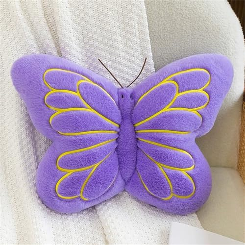 TROYSINC Schmetterling Kissen Aesthetic Schmetterling Kuschelkissen Kinder, Kreative Flauschige Kissen,Dekokissen Sofakissen Zierkissen Plüsch Kissen Für Schlafzimmer Deko (Violett)