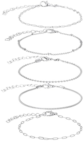 Gtziqa 10 Bracciali da uomo in acciaio inox, regolabili, sottile, in argento, con corda di serpente intrecciata, per uomo, donna, idea regalo