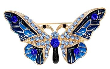Broche insecte Ornement de costume de papillon incrusté de diamants délicats, bleu