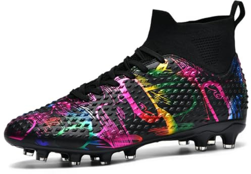 Fussballschuhe Graffiti Fußballschuhe AG Nocken Hohe Knöchelschuhe Jugendliche Kunstrasen fußball Schuhe Herren/Frauen - Einzigartiges Art Design, Hohe Traktion & Komfort für Wettkampf