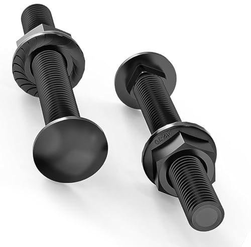30 tornillos de bloqueo con tuercas de brida, M6 x 50 mm, tornillos de cerradura de acero al carbono, tornillos de cabeza redonda plana con tuercas, tuercas hexagonales, tornillos de cabeza plana
