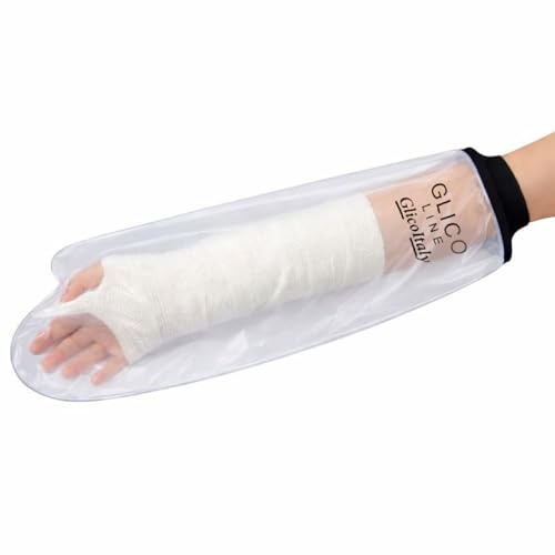 Glico Line Copertura Braccio Impermeabile per Doccia, Protezione per Gesso, Medicazioni, PICC e Fasciature Polso e Mano, Riutilizzabile con Panno Dedicato