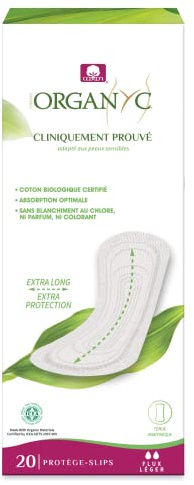 Organyc Extra langer Slip, 100% Bio-Baumwolle auf Ihrer Haut, 1 Packung mit 20 Stück