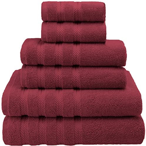 Premium, Luxus Hotel & Spa, 6-teiliges Handtuch-Set, Türkisch Handtücher, Baumwolle für maximale Weichheit und Saugkraft von American Weich, [Worth 78.95] Modern 27Wx54L, 16Wx28L, 13Wx13L bordeaux