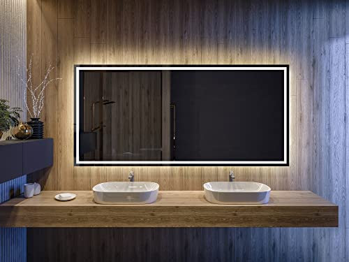 Badspiegel mit Beleuchtung - Led Spiegel Bad - 140x70 - Badezimmerspiegel Nach Maß - auf Individuelle Bestellung Gefertigt - Modernes Design - Ohne Rahmen
