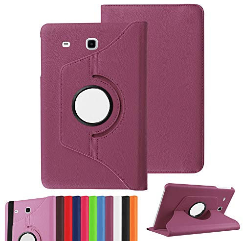 WHWOLF - Funda para Samsung Galaxy Tab E 9.6 (2015) SM-T560 y T561 (función Atril, rotación de 360 Grados, Piel sintética, Funda Protectora a Prueba de Golpes