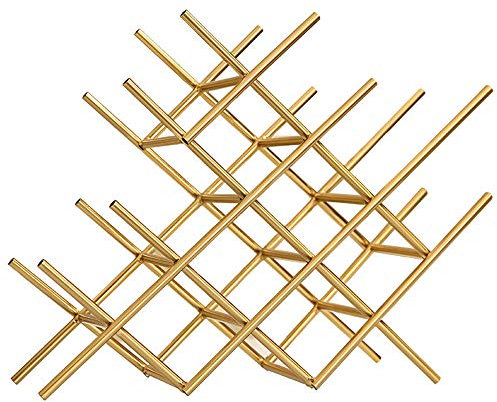 Nano Gin Wine Rack, 6-Bottle Free Standing Wine Rack Rack, Geometric Modern Design, Wine Rack Cabinet/Golden / 49 * 15 * 35cm